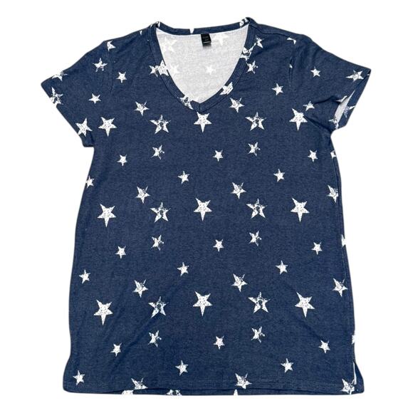 32 Degrees Cool Sleepwear Super Soft Blue Star Pajama Shirt Small - Picture 1 of 3